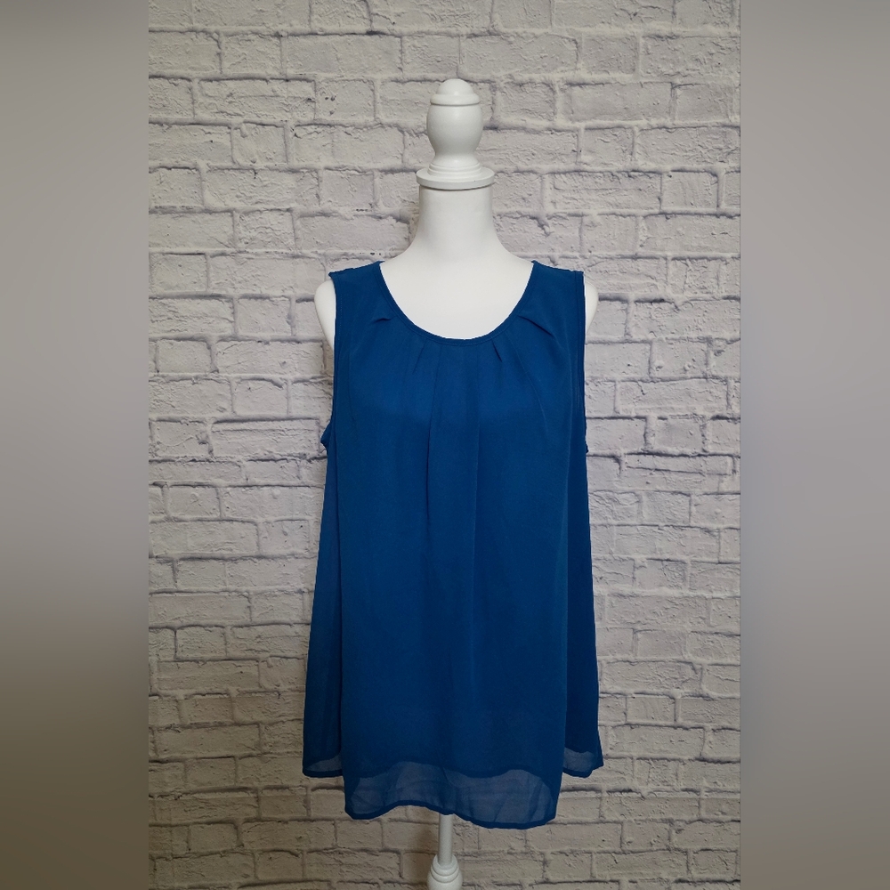 Chic Sleeveless Blue Chiffon Women's Blouse